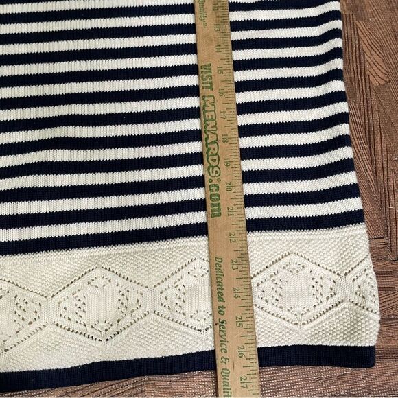 VINTAGE Brooks Brothers Sweater Womens Medium White‎ Navy Stripe Knit Pullover - Picture 7 of 9